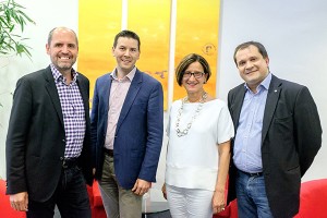 Bundesministerin Mag.a Johanna Mikl-Leitner mit Thomas Kuhta, Christoph Unger und Peter Grassnigg