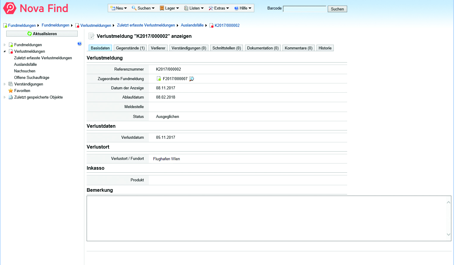 Backend-System des Fundbüros